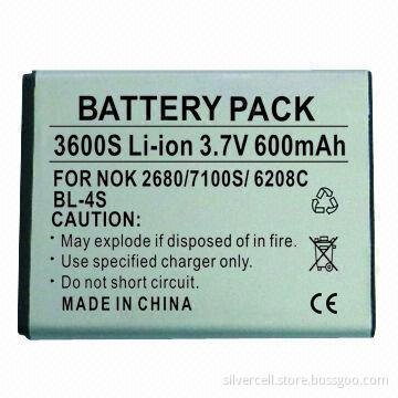Li-ion Battery for Nokia BL-4S with 600mAh Capacity